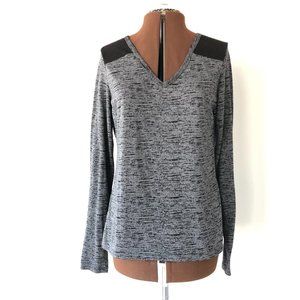 Grey and Black Print Long Sleeve Activewear Top